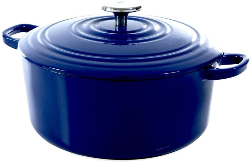 BK Cookware Bourgogne Enameled Cast Iron Induction 7QT Nonstick Dutch Oven, Royal Blue
