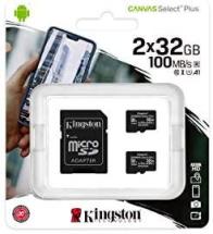 Kingston 32GB microSDHC Canvas Select Plus 100MB/s Read A1 Class10 UHS-I 2-Pack Memory Card