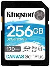 Kingston 256GB SDXC Canvas Go Plus 170MB/s Read UHS-I, C10, U3, V30 Memory Card
