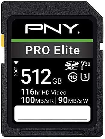 PNY 512GB PRO Elite Class 10 U3 V30 SDXC Flash Memory Card