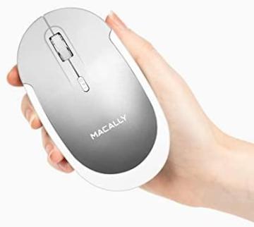 Macally Wireless Bluetooth Mouse for Mac and PC, Silver