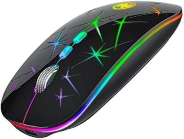Uciefy V11 Bluetooth Mouse，LED Firework Rechargeable Wireless Mouse, Black
