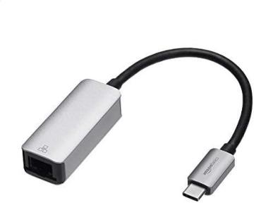 Amazon Basics Aluminum USB 3.1 Type-C to RJ45 Gigabit Ethernet Adapter