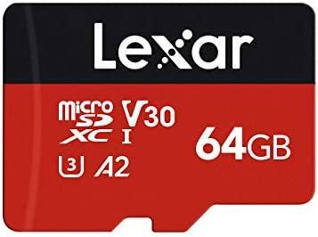Lexar 64GB Micro SD Card, MicroSDXC Flash Memory Card with Adapter