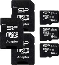 SP Silicon Power Elite 64GB microSDXC 3-Pack MicroSD Card with Adapter