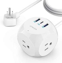 Anker Power Strip with USB C, PowerCube with 3 Outlets & 30W USB C