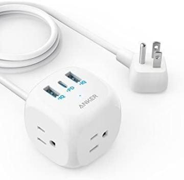 Anker 20W USB C Power Strip, 321 Power Strip with 3 Outlets and USB C Charging