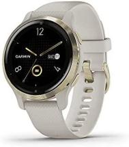 Garmin Venu 2S, Smaller-sized GPS Smartwatch, Light Gold Bezel with Tan Case and Silicone Band