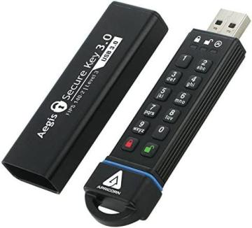 Apricorn 120GB Aegis Secure Key FIPS 140-2 Level 3 Validated 256-bit Encryption USB 3.0 Flash Drive