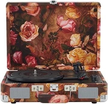 Crosley CR8005F-FL Cruiser Plus Vintage Suitcase Vinyl Record Player Turntable, Floral