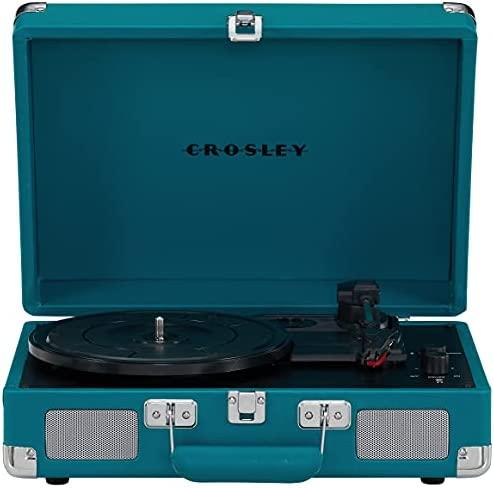 Crosley CR8005F-TL Cruiser Plus Vintage Suitcase Vinyl Record Player Turntable, Teal