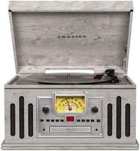 Crosley CR704B-GY Musician Turntable with Radio, CD/Cassette Player, Aux-in and Bluetooth, Gray