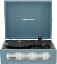 Crosley CR8017B-WB Voyager Vintage Portable Vinyl Record Player Turntable, Washed Blue