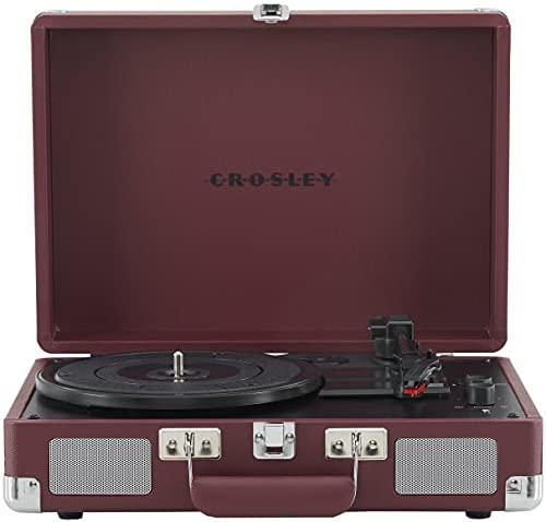 Crosley CR8005F-BU Cruiser Plus Vintage Suitcase Vinyl Record Player Turntable, Burgundy