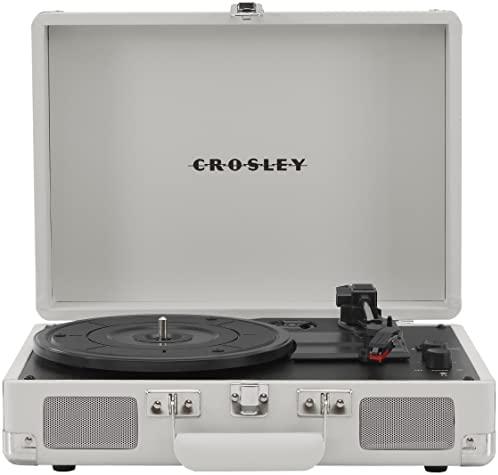 Crosley CR8005F-WS Cruiser Plus Vintage Suitcase Vinyl Record Player Turntable, White Sand
