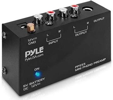 Pyle Phono Turntable Preamp - Mini Electronic Audio Stereo Phonograph Preamplifier, Black