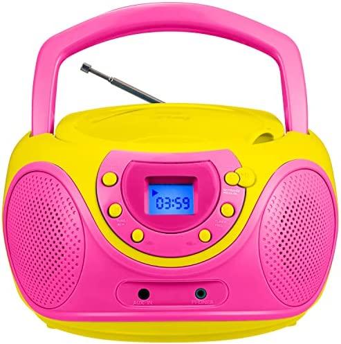 hPlay Gummy P16 Portable CD Player Boombox, Pink