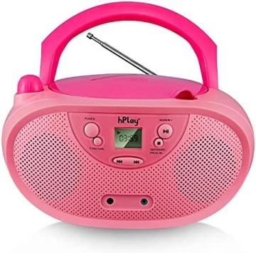 hPlay Gummy GC04 Portable CD Player Boombox, Pastel Pink