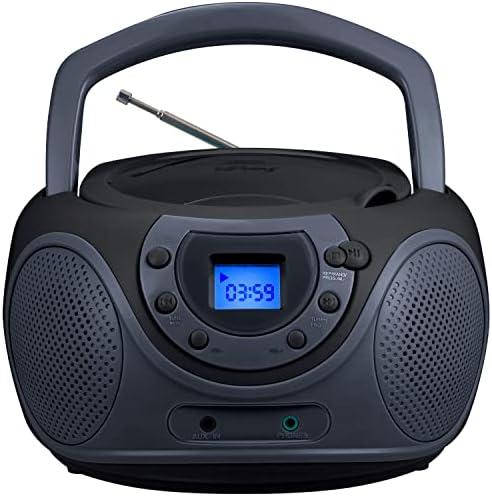 hPlay Gummy P16 Portable CD Player Boombox, Space Grey
