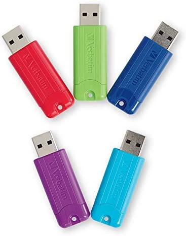 Verbatim 16GB Pinstripe USB 3.0 Flash Drive Retractable - 5 Pack – Multicolor