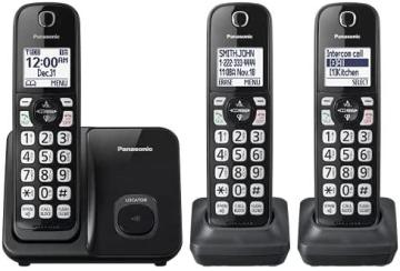 Panasonic KX-TGD613B Cordless Phone System, Expandable Home Phone with Call Blocking