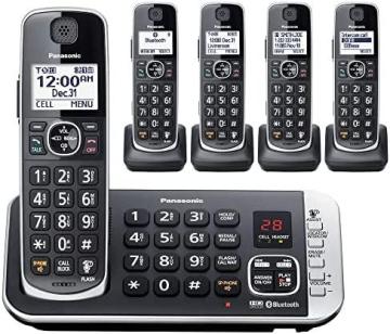 Panasonic KX-TGE675B Link2Cell Bluetooth DECT 6.0 Expandable Cordless Phone System