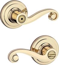 Kwikset 97300-820 Lido Bed/Bath DoorLever, Polished Brass
