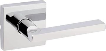 Kwikset Halifax, Door Handle Lever Passage Door for Hall and Closet, Square Rose in Polished Chrome