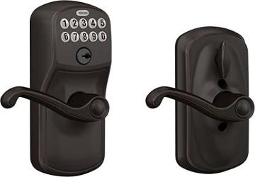 Schlage FE595 PLY 716 FLA Plymouth Keypad Entry with Flex-Lock and Flair Style Levers, Aged Bronze