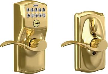 Schlage FE595 CAM 505 16-234 10-027 Camelot by Accent Keypad Lever with Flex Lock, Bright Brass