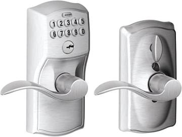Schlage FE595 CAM 626 ACC Camelot Keypad Entry with Flex-Lock and Accent Levers, Brushed Chrome