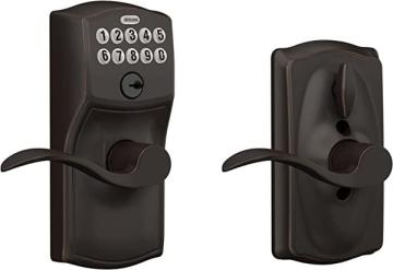 Schlage FE595 CAM 716 ACC Camelot Keypad Entry with Flex-Lock and Accent Levers, Aged Bronze