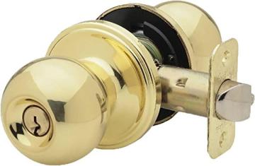 Copper Creek BK2040PB Ball Door Knob, Keyed Entry Function, in Polished Brass
