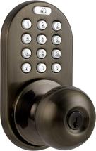MiLocks TKK-02AQ Digital Door Knob Lock with Electronic Keypad for Interior Doors, Antique Brass