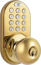 MiLocks TKK-02P Digital Door Knob Lock with Electronic Keypad for Interior Doors, Polished Brass