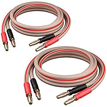 GearIT 14 AWG Speaker Cable Wire with Banana Plugs (2 Pack, 6.6 Feet - 2 Meter)