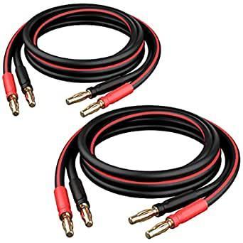 GearIT 14 AWG Speaker Cable Wire with Banana Plugs (2 Pack, 9.9 Feet - 3 Meter)