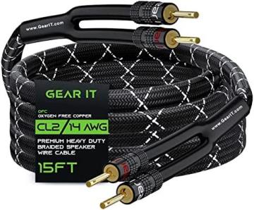 GearIT 14AWG Premium Heavy Duty Braided Speaker Wire (15 Feet)