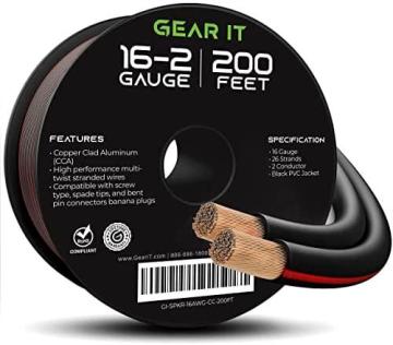Gearit 16AWG Speaker Wire, GearIT Pro Series 16 Gauge Speaker Wire Cable, 200 Feet