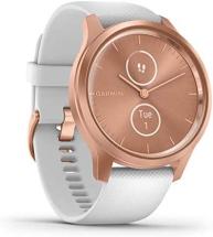 Garmin vivomove Style Hybrid Smartwatch, Rose Gold with White Silicone Band