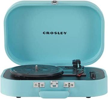 Crosley CR8009B-TU Discovery Vintage Suitcase Vinyl Record Player Turntable, Turquoise