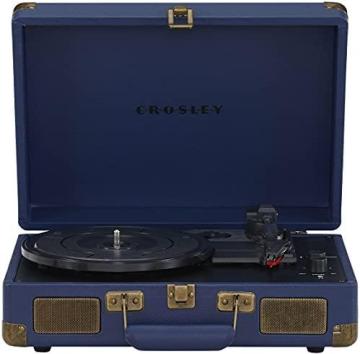 Crosley CR8005F-NV Cruiser Plus Vintage Suitcase Vinyl Record Player Turntable, Navy