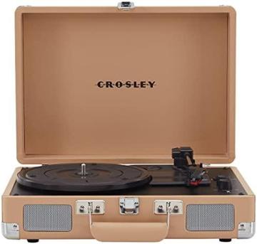 Crosley CR8005F-LT Cruiser Plus Vintage Suitcase Vinyl Record Player Turntable, Light Tan