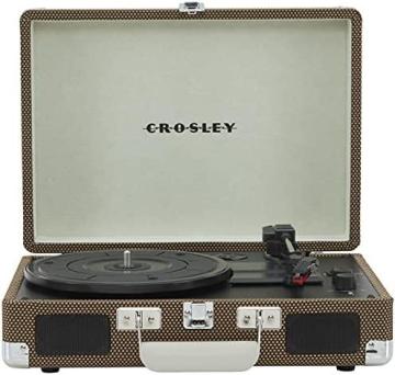 Crosley CR8005F-TW Cruiser Plus Vintage  Suitcase Vinyl Record Player Turntable, Tweed