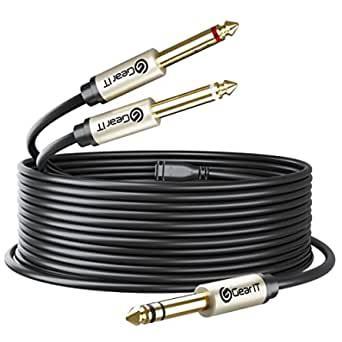 GearIT 1/4 inch TRS Stereo to Dual 1/4 inch Y-Splitter Insert Cable (15ft)