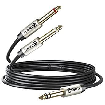GearIT 1/4 inch TRS Stereo to Dual 1/4 inch Y-Splitter Insert Cable (6.6ft)