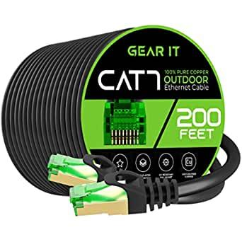 GearIT Cat7 Outdoor Ethernet Cable (200ft)