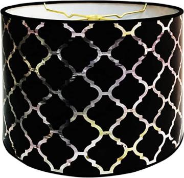 Royal Designs Trendy Decorative Handmade Drum Shade, 10in, Black Moroccan