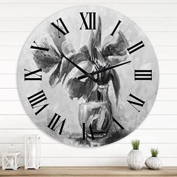 DesignQ Traditional Wall Clock Floral & Botanical Large Wall Clock