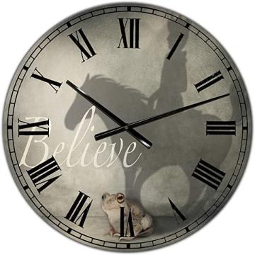 DesignQ Cottage Wall Clock 'Believe Shadow II' Black Round Wall Clock for Office